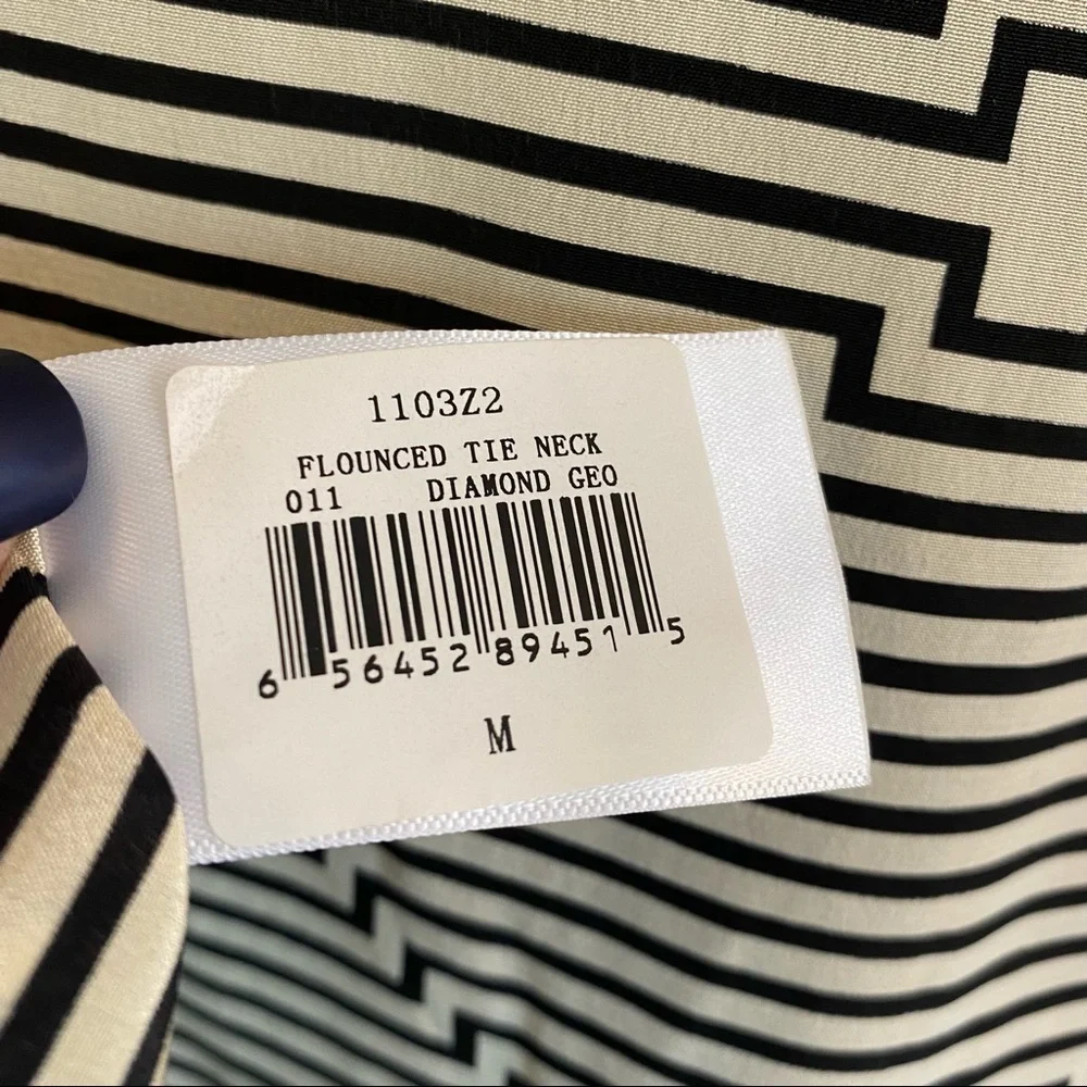 Tracy Reese Silk Tie Neck Flounced Diamond Top M - Picture 9 of 11